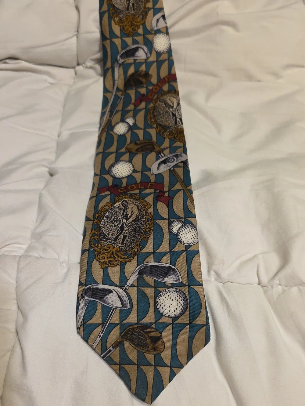 Vintage Golf Print Tie Unique